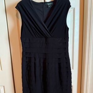 Lauren Elegant Black Tiered Mini Dress 1 size 14